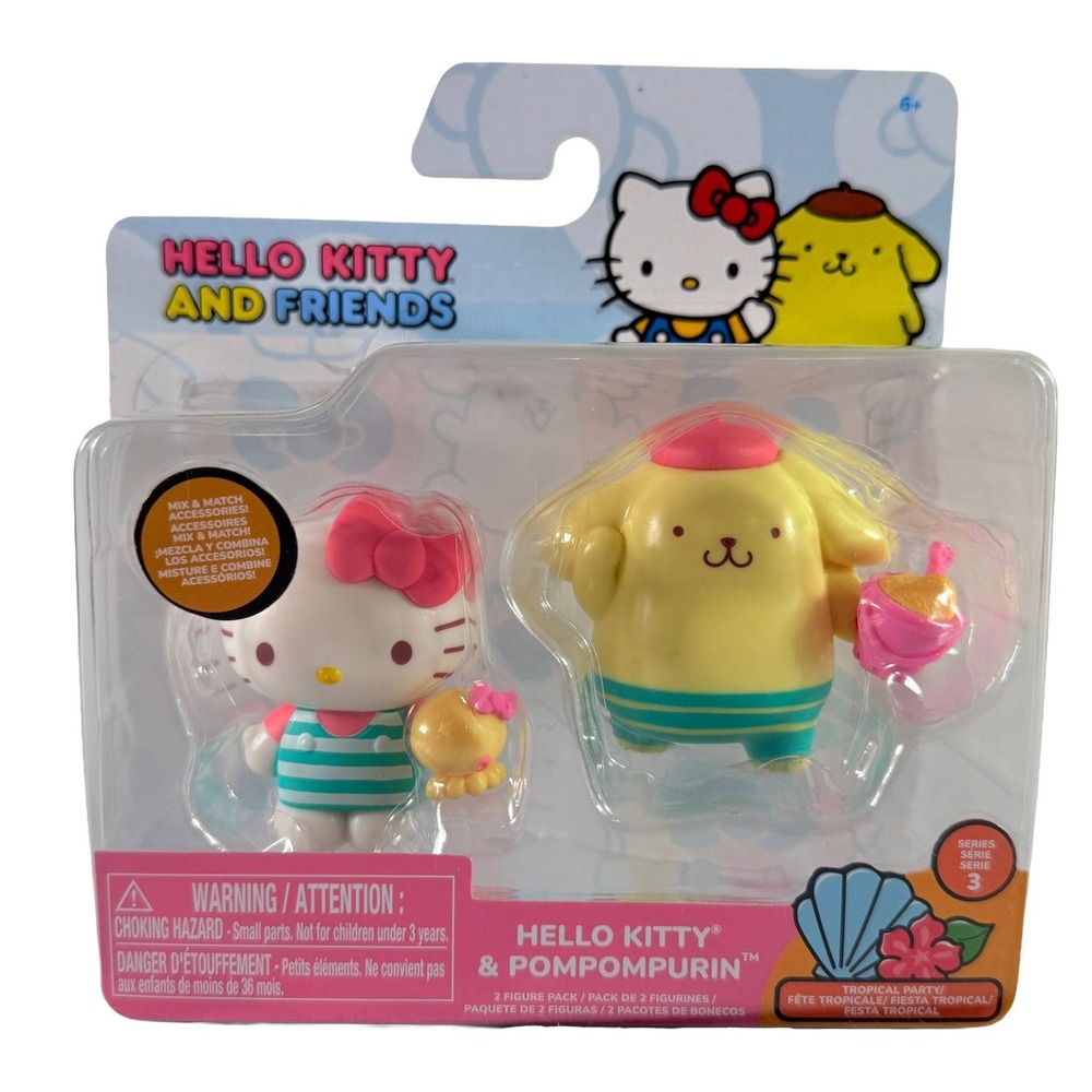 Sanrio Hello Kitty & Pompompurin Figure Set Yellow New Tropical Party Series 3